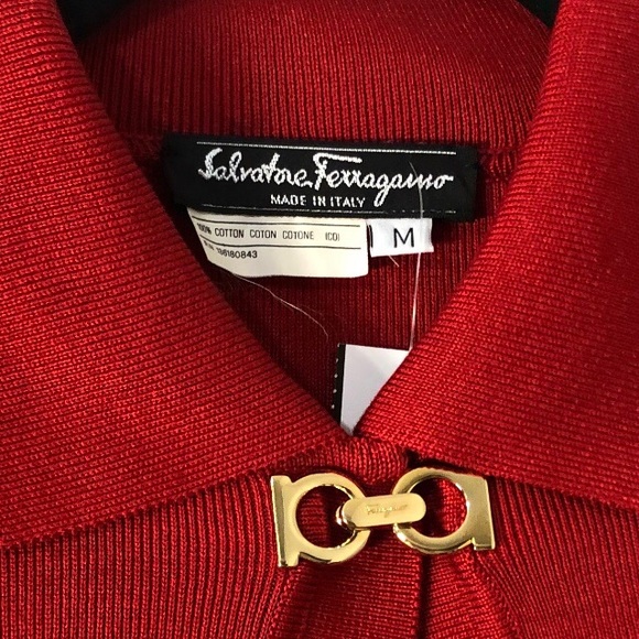 Salvatore Ferragamo Open Front Red 100% Cotton Cardigan - Picture 3 of 5